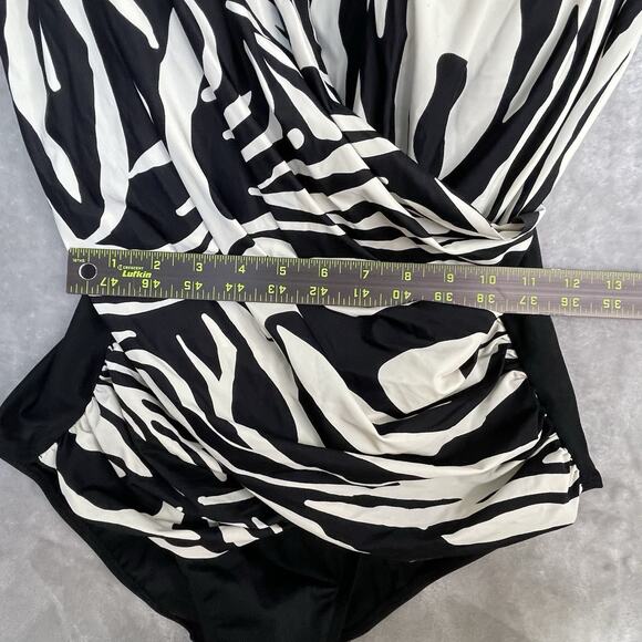 Figure Magic One-Piece Swim Suit Womens 16 Zebra Print Slimming VNeck Adjustable - Picture 5 of 9